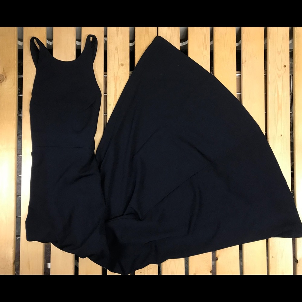 BHLDN klara Long all lined dress Navy blue NWOT - Picture 4 of 8